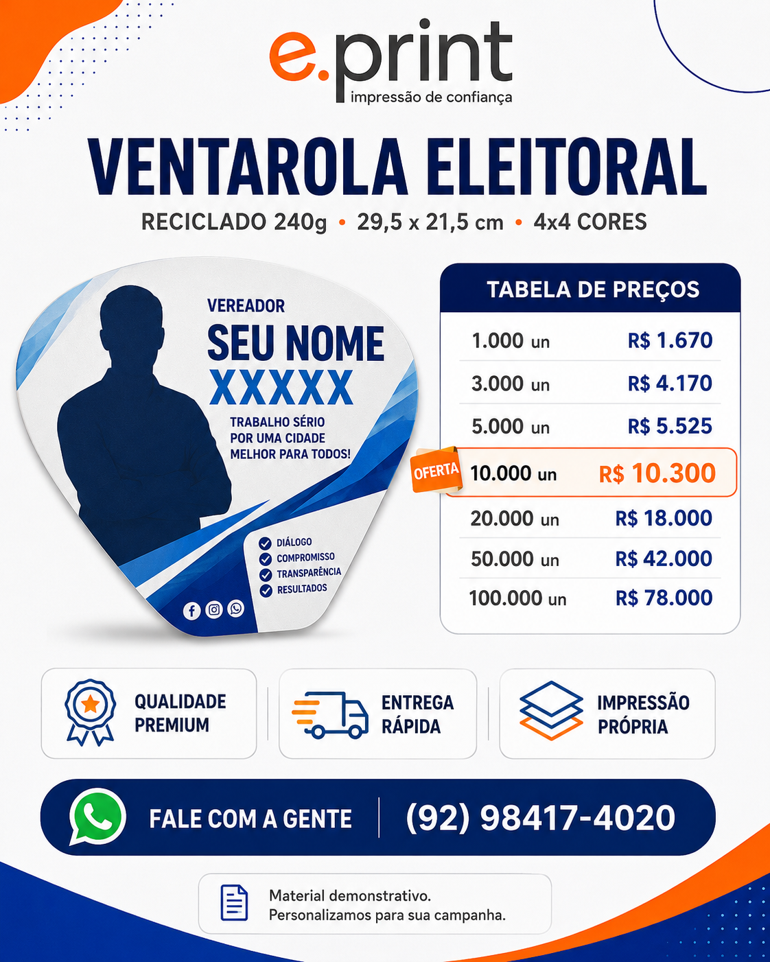 Ventarola Eleitoral no Papel Reciclado